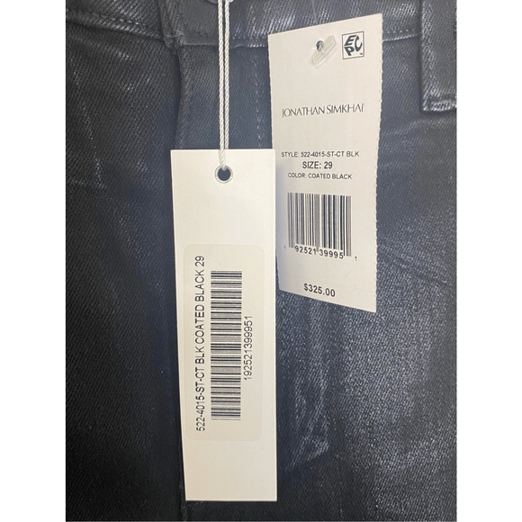 Jonathan Simkhai NWT Amelia Straight Leg Denim in Black Coated Size 29 - Picture 6 of 9